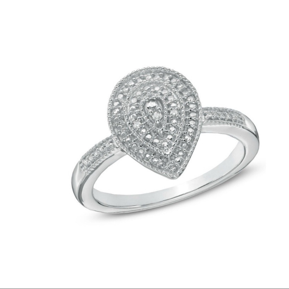 Zales diamond accent beaded teardrop ring